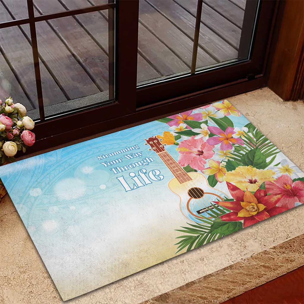 National Ukulele Day Rubber Doormat Tropical Vibe LT05 - Polynesian Pride