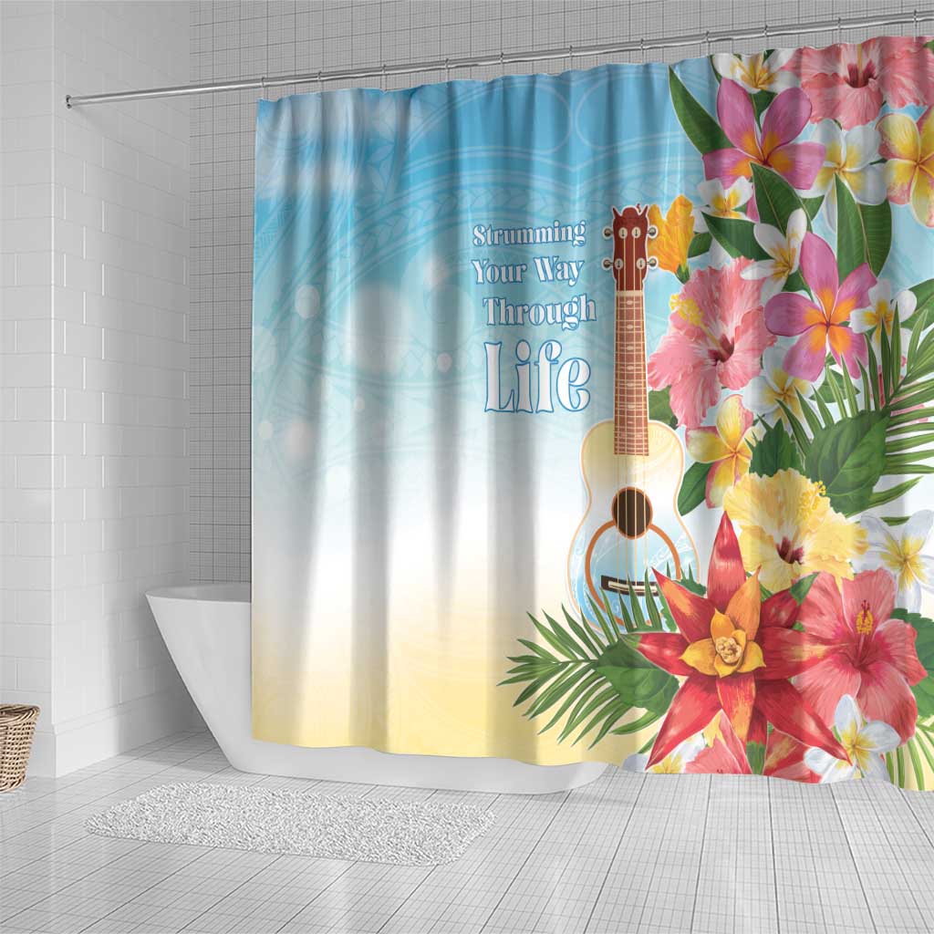 National Ukulele Day Shower Curtain Tropical Vibe