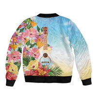 National Ukulele Day Sleeve Zip Bomber Jacket Tropical Vibe
