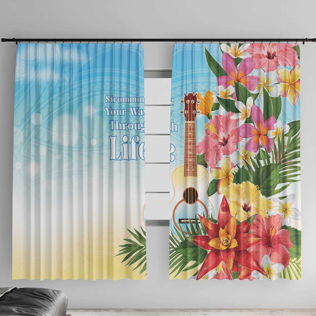 National Ukulele Day Window Curtain Tropical Vibe LT05 With Hooks Colorful - Polynesian Pride