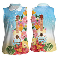 National Ukulele Day Women Sleeveless Polo Shirt Tropical Vibe