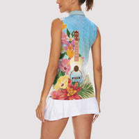 National Ukulele Day Women Sleeveless Polo Shirt Tropical Vibe