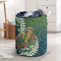 New Zealand Kea Bird Laundry Basket With Maori Koru Fern LT05 Green - Polynesian Pride