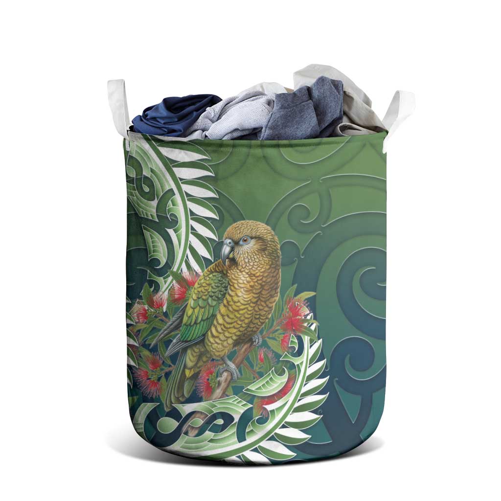 New Zealand Kea Bird Laundry Basket With Maori Koru Fern LT05 - Polynesian Pride