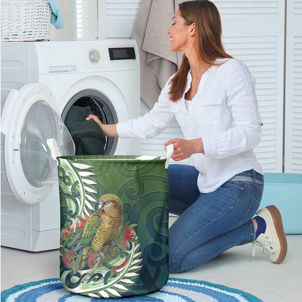 New Zealand Kea Bird Laundry Basket With Maori Koru Fern LT05 - Polynesian Pride