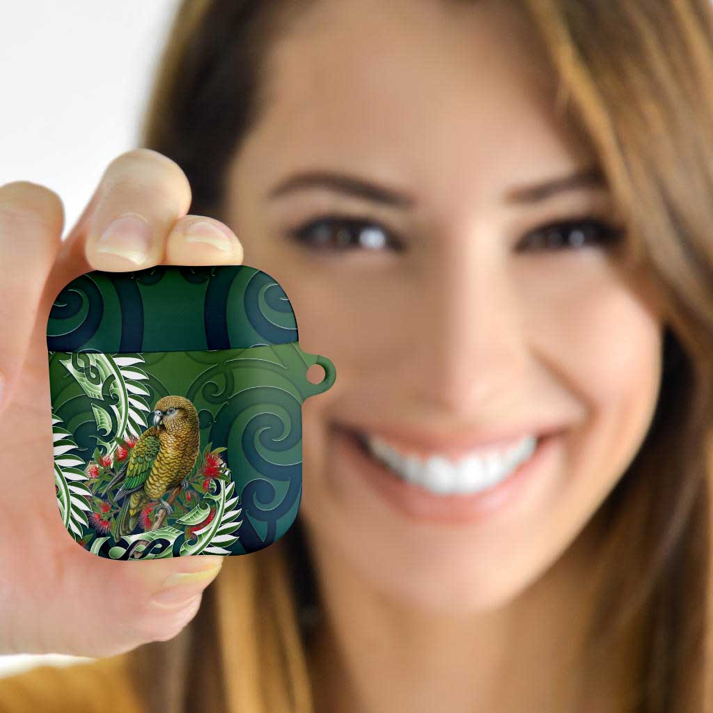 New Zealand Kea Bird AirPods Case With Maori Koru Fern LT05 - Polynesian Pride