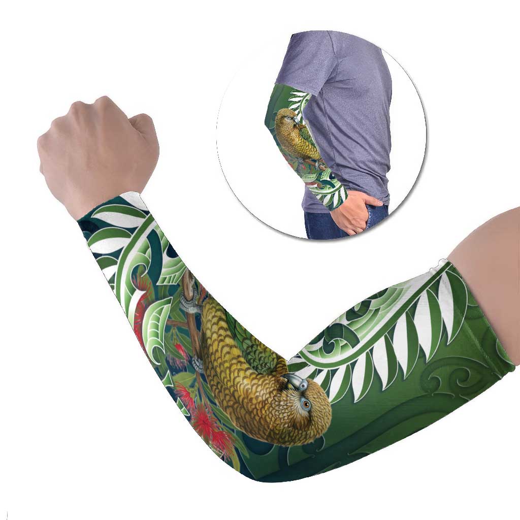 New Zealand Kea Bird Arm Sleeves With Maori Koru Fern - Polynesian Pride
