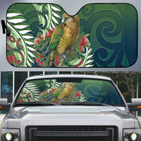 New Zealand Kea Bird Auto Sun Shade With Maori Koru Fern LT05 Green - Polynesian Pride