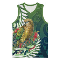 New Zealand Kea Bird Basketball Jersey With Maori Koru Fern LT05 Unisex Green - Polynesian Pride