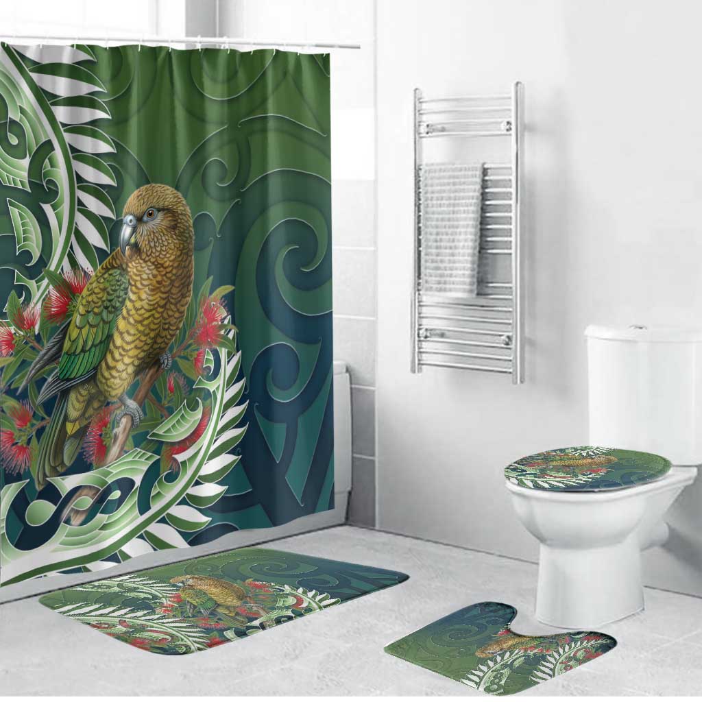 New Zealand Kea Bird Bathroom Set With Maori Koru Fern - Polynesian Pride