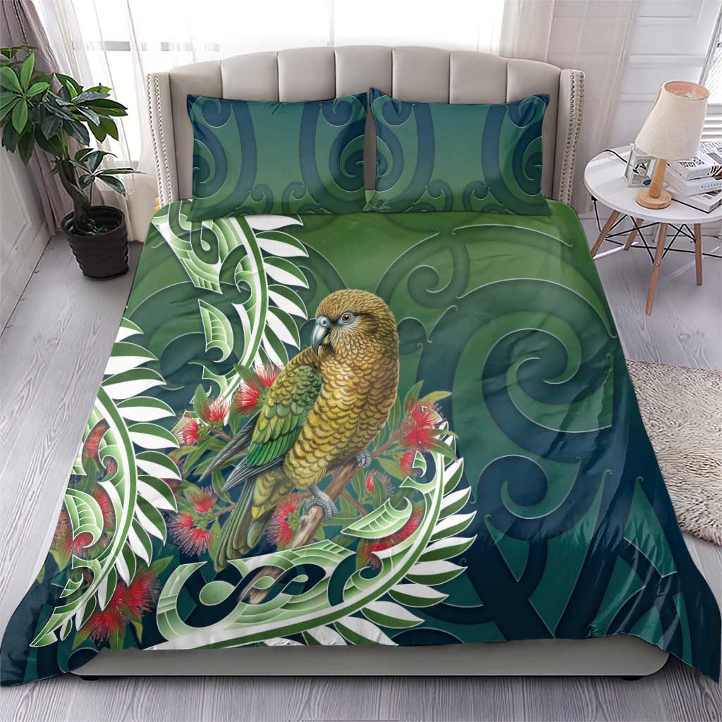 New Zealand Kea Bird Bedding Set With Maori Koru Fern LT05 - Polynesian Pride