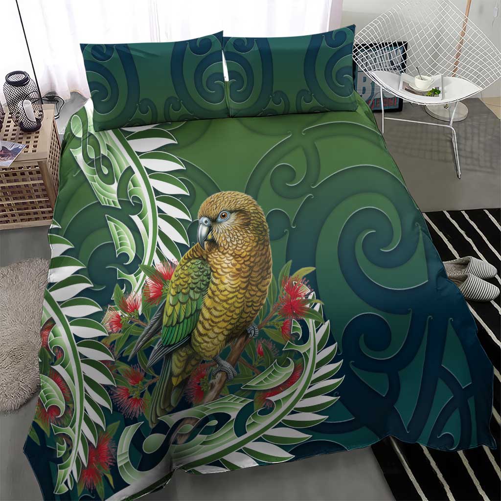 New Zealand Kea Bird Bedding Set With Maori Koru Fern LT05 - Polynesian Pride