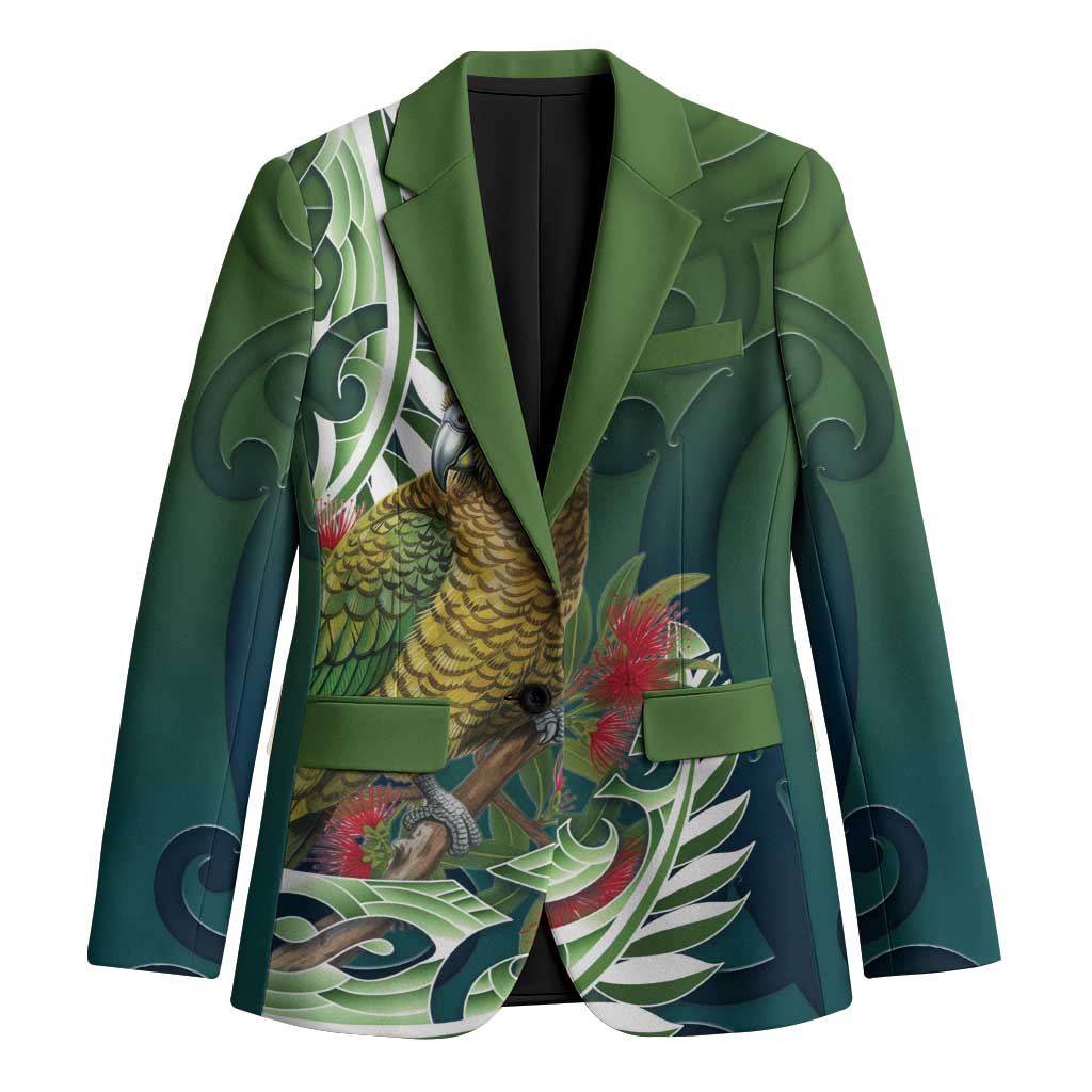 New Zealand Kea Bird Blazer With Maori Koru Fern LT05 Unisex Green - Polynesian Pride