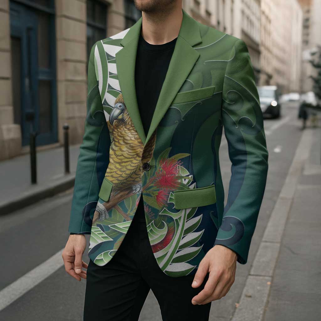 New Zealand Kea Bird Blazer With Maori Koru Fern LT05 - Polynesian Pride