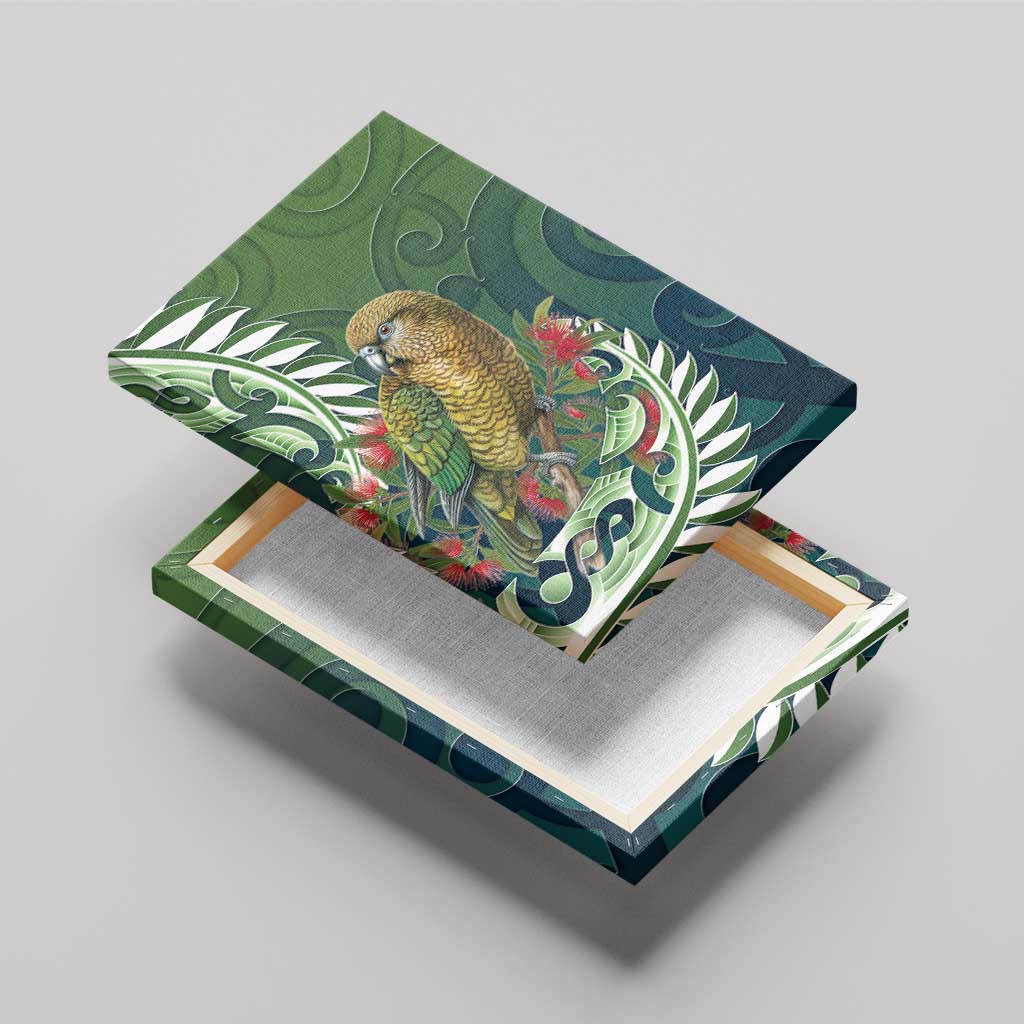 New Zealand Kea Bird Canvas Wall Art With Maori Koru Fern LT05 - Polynesian Pride