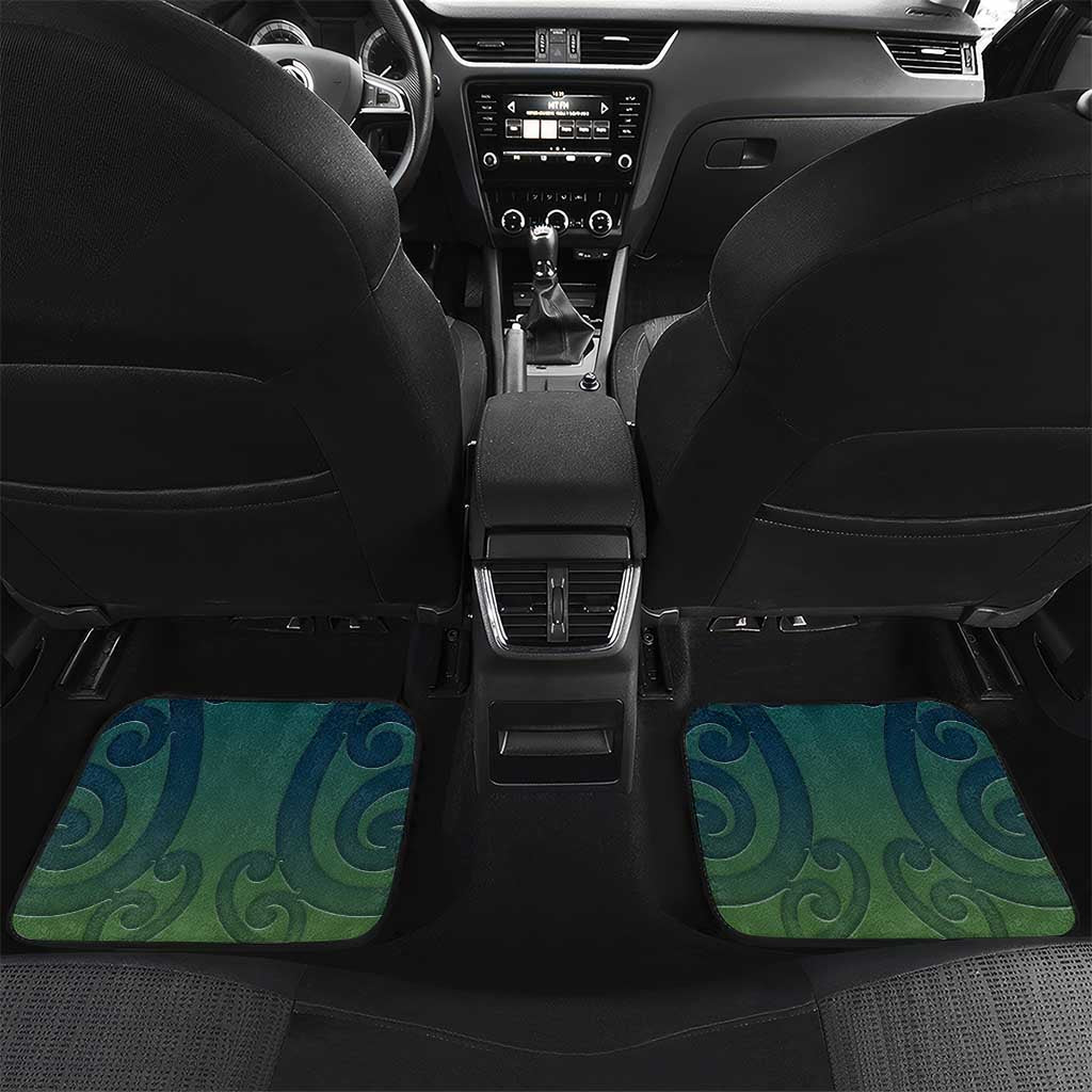 New Zealand Kea Bird Car Mats With Maori Koru Fern LT05 Set 2pcs - Back Green - Polynesian Pride