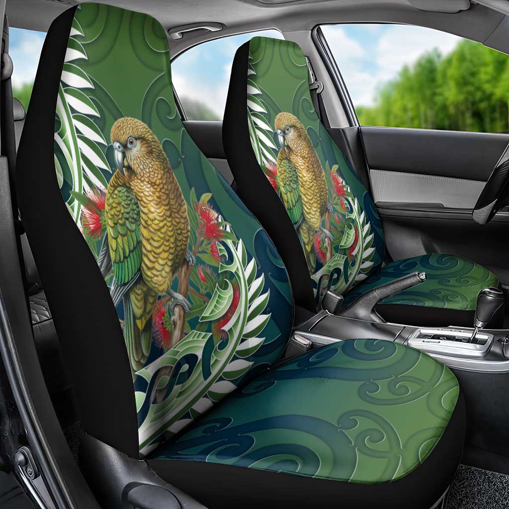 New Zealand Kea Bird Car Seat Cover With Maori Koru Fern LT05 - Polynesian Pride