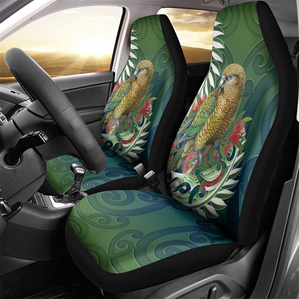 New Zealand Kea Bird Car Seat Cover With Maori Koru Fern LT05 - Polynesian Pride