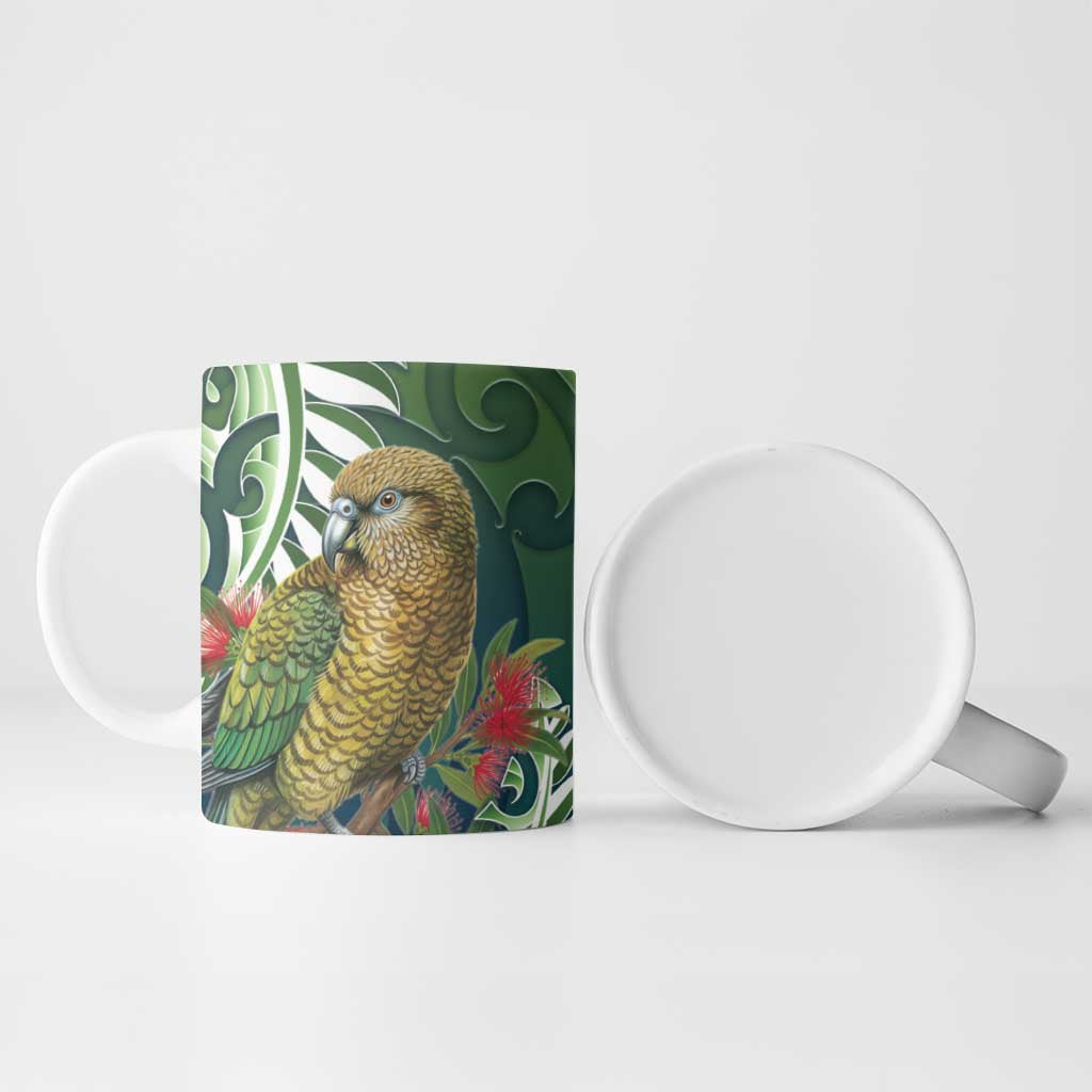 New Zealand Kea Bird Ceramic Mug With Maori Koru Fern LT05 - Polynesian Pride