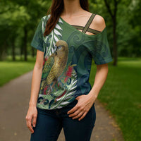 New Zealand Kea Bird Cross Shoulder Shirt With Maori Koru Fern - Polynesian Pride