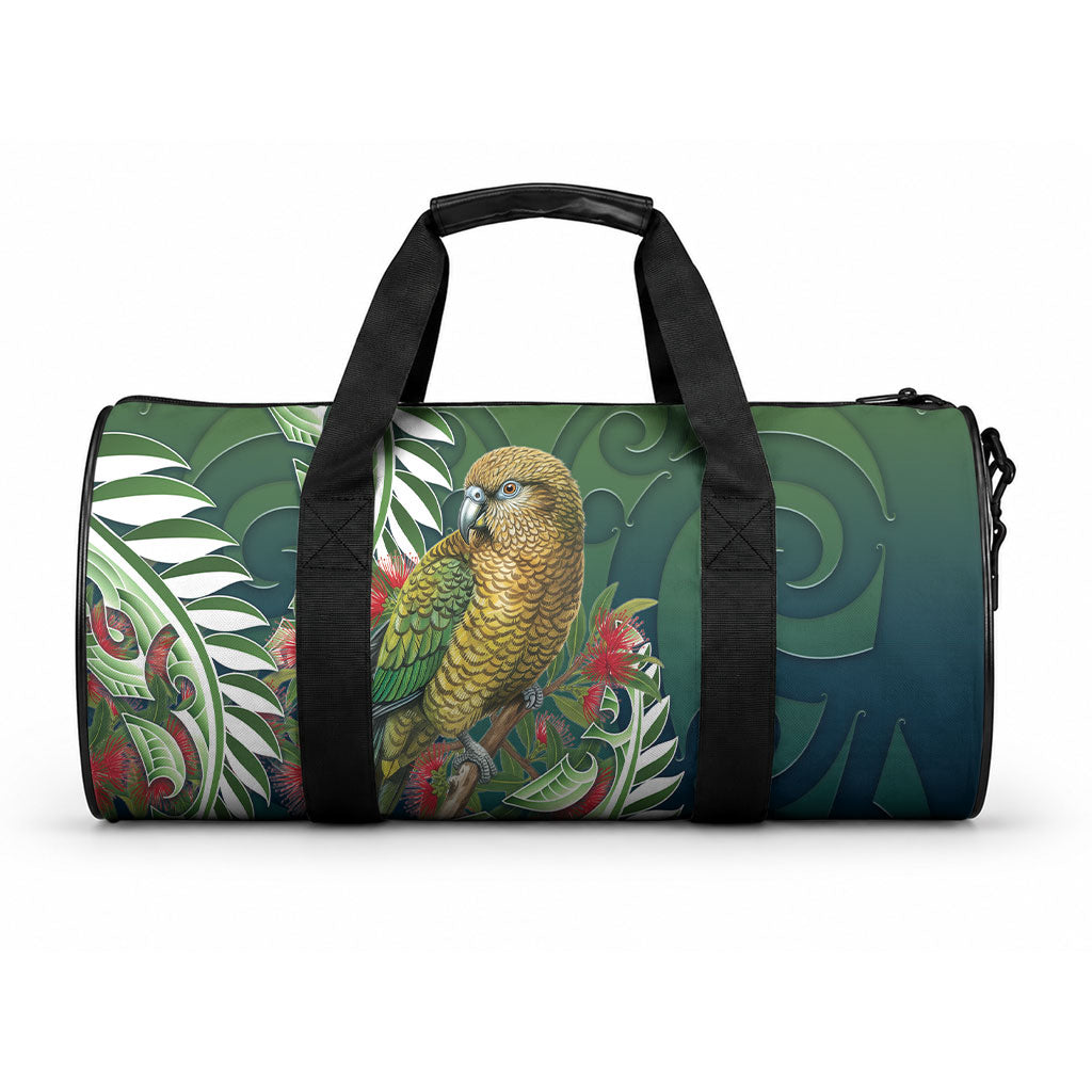 New Zealand Kea Bird Duffle Bag With Maori Koru Fern LT05 One size Green - Polynesian Pride