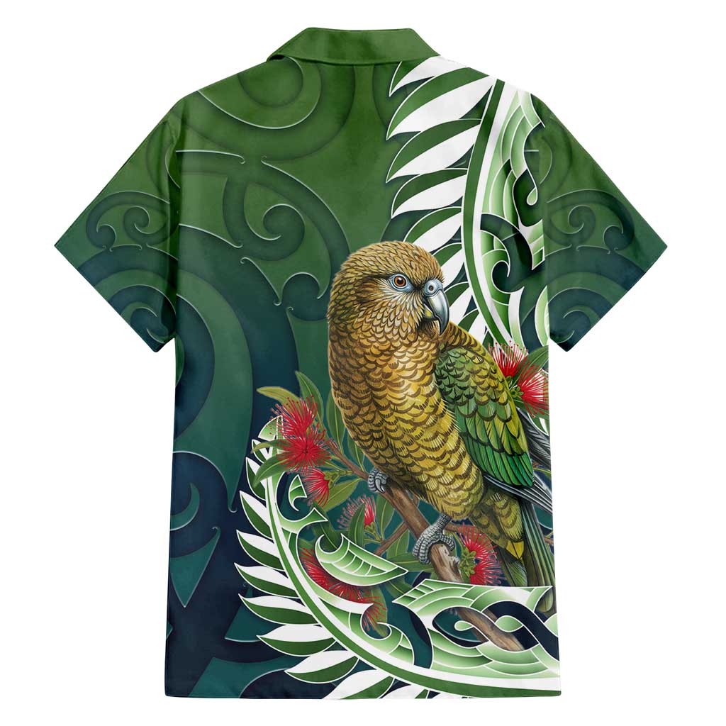 New Zealand Kea Bird Family Matching Off Shoulder Maxi Dress and Hawaiian Shirt With Maori Koru Fern - Polynesian Pride