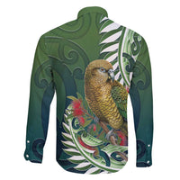 New Zealand Kea Bird Family Matching Short Sleeve Bodycon Dress and Hawaiian Shirt With Maori Koru Fern - Polynesian Pride