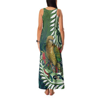 New Zealand Kea Bird Family Matching Tank Maxi Dress and Hawaiian Shirt With Maori Koru Fern - Polynesian Pride