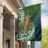 New Zealand Kea Bird Garden Flag With Maori Koru Fern LT05 House Flag Green - Polynesian Pride
