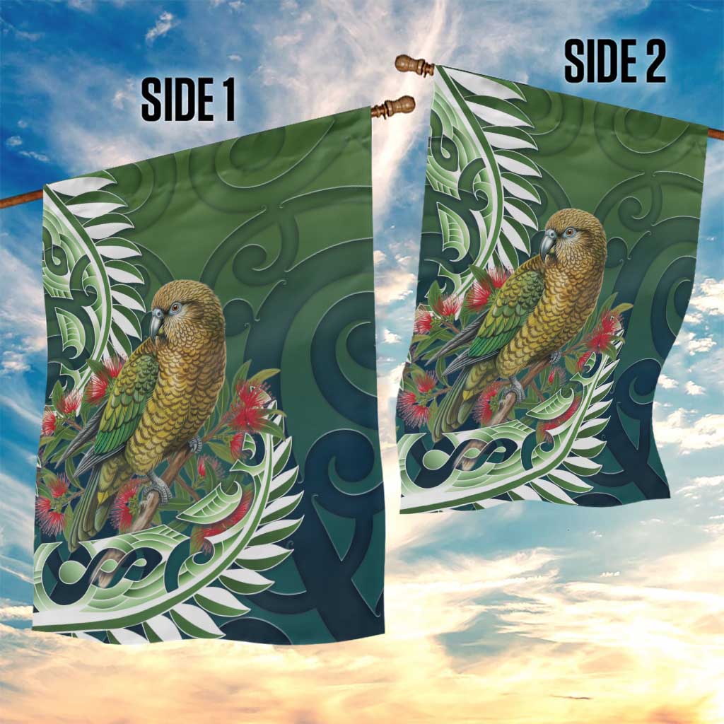 New Zealand Kea Bird Garden Flag With Maori Koru Fern LT05 - Polynesian Pride
