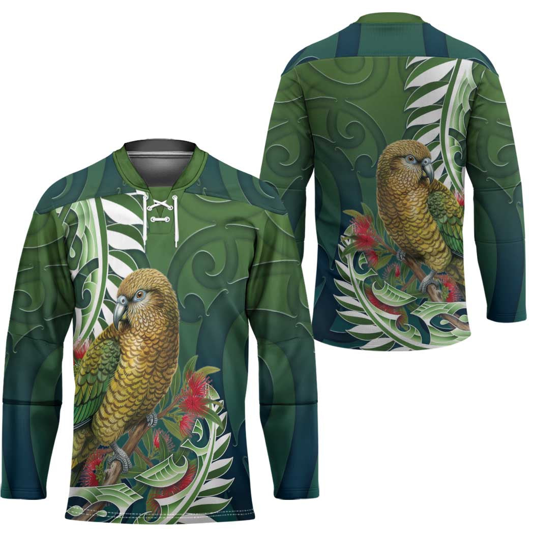 New Zealand Kea Bird Hockey Jersey With Maori Koru Fern - Polynesian Pride