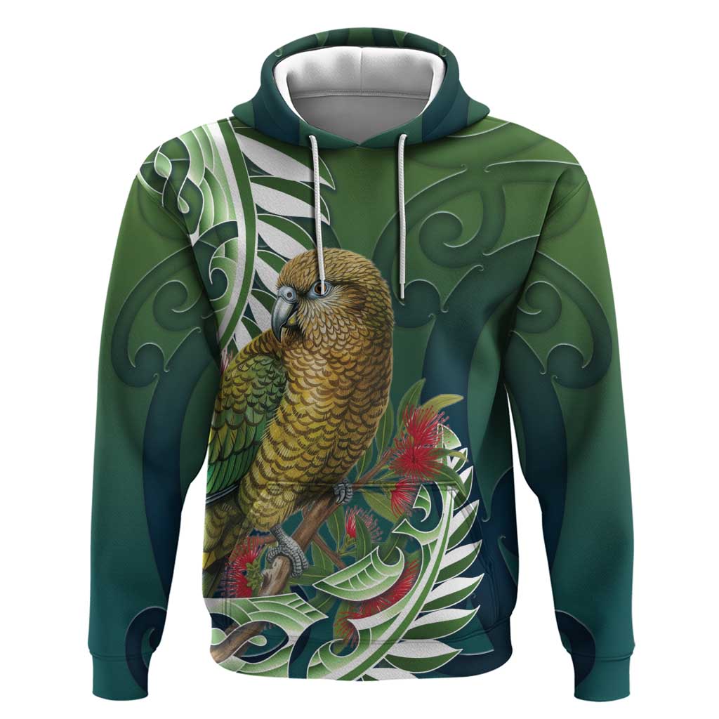 New Zealand Kea Bird Hoodie With Maori Koru Fern - Polynesian Pride