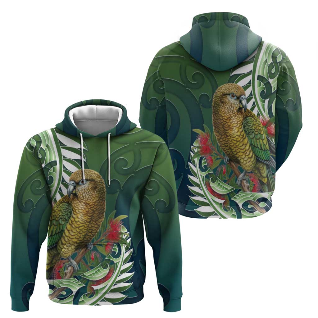 New Zealand Kea Bird Hoodie With Maori Koru Fern - Polynesian Pride