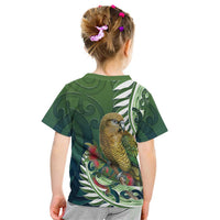 New Zealand Kea Bird Kid T Shirt With Maori Koru Fern LT05 - Polynesian Pride
