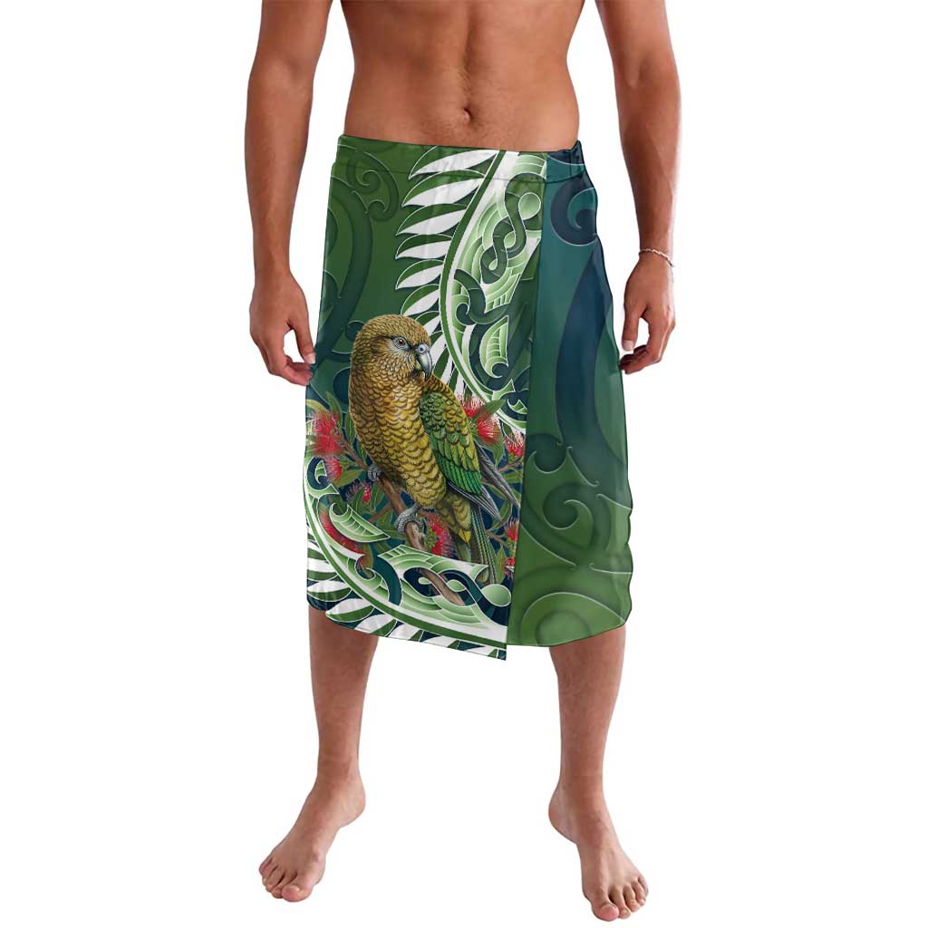 New Zealand Kea Bird Lavalava With Maori Koru Fern LT05 Green - Polynesian Pride