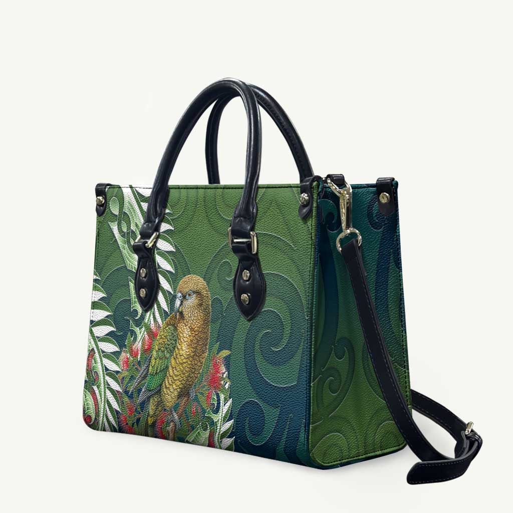 New Zealand Kea Bird Leather Bag With Maori Koru Fern - Polynesian Pride