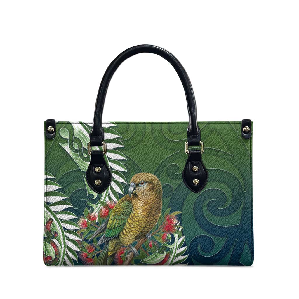New Zealand Kea Bird Leather Bag With Maori Koru Fern - Polynesian Pride