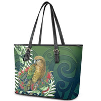 New Zealand Kea Bird Leather Tote Bag With Maori Koru Fern - Polynesian Pride