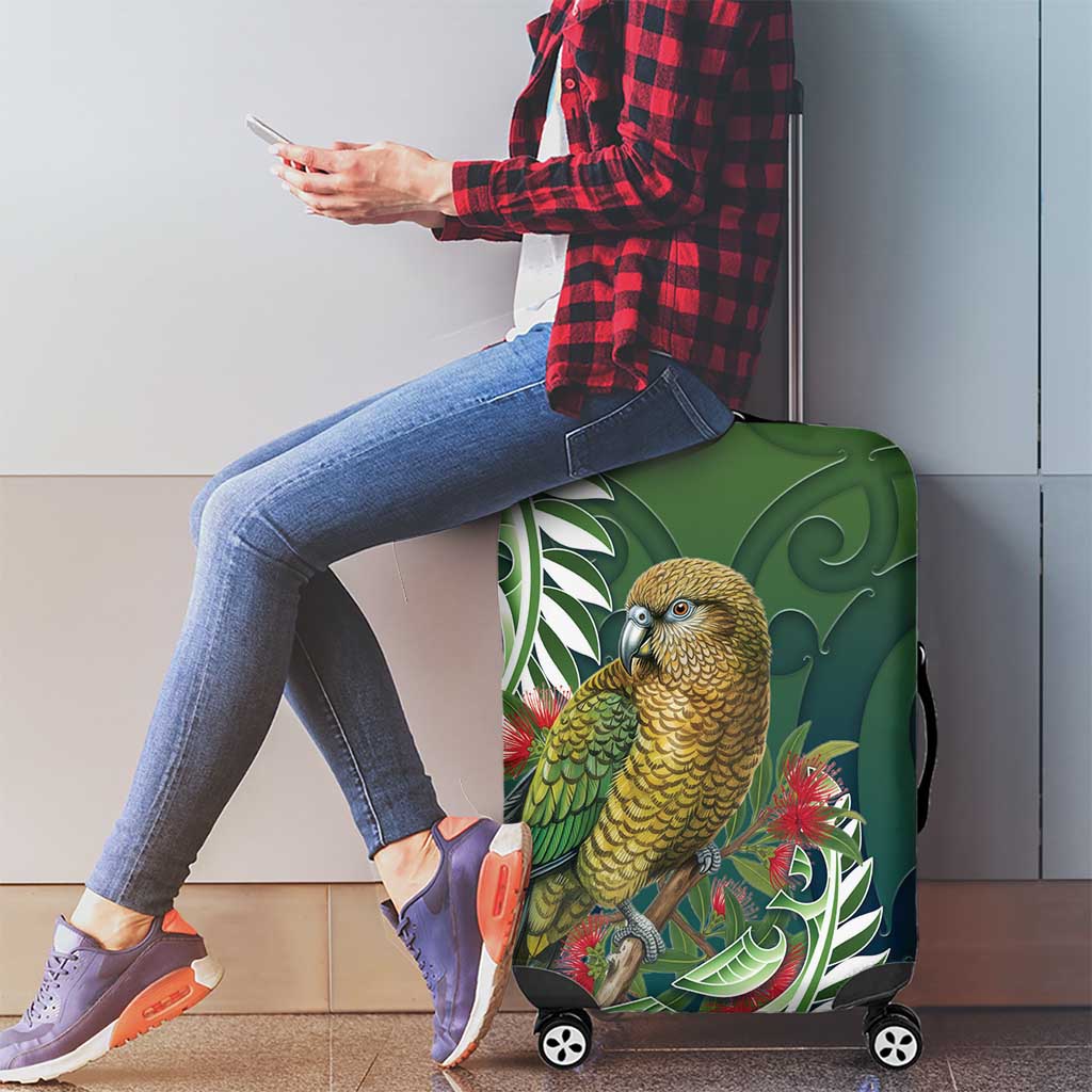 New Zealand Kea Bird Luggage Cover With Maori Koru Fern - Polynesian Pride
