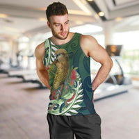 New Zealand Kea Bird Men Tank Top With Maori Koru Fern LT05 Green - Polynesian Pride