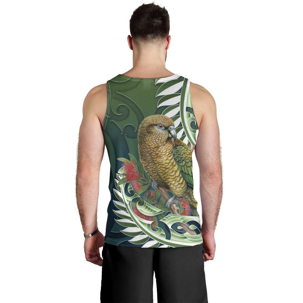 New Zealand Kea Bird Men Tank Top With Maori Koru Fern LT05 - Polynesian Pride