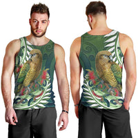 New Zealand Kea Bird Men Tank Top With Maori Koru Fern LT05 - Polynesian Pride