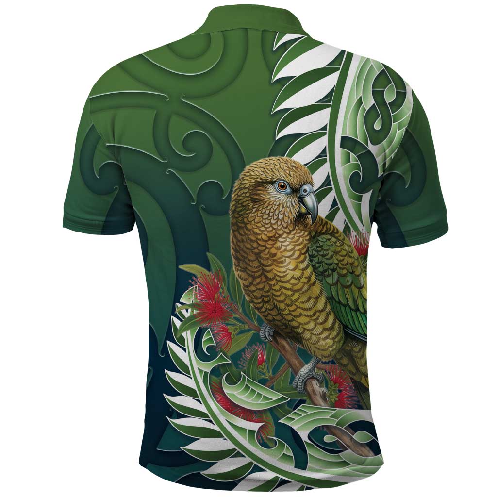 New Zealand Kea Bird Polo Shirt With Maori Koru Fern LT05 - Polynesian Pride