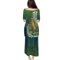New Zealand Kea Bird Puletasi With Maori Koru Fern LT05 - Polynesian Pride
