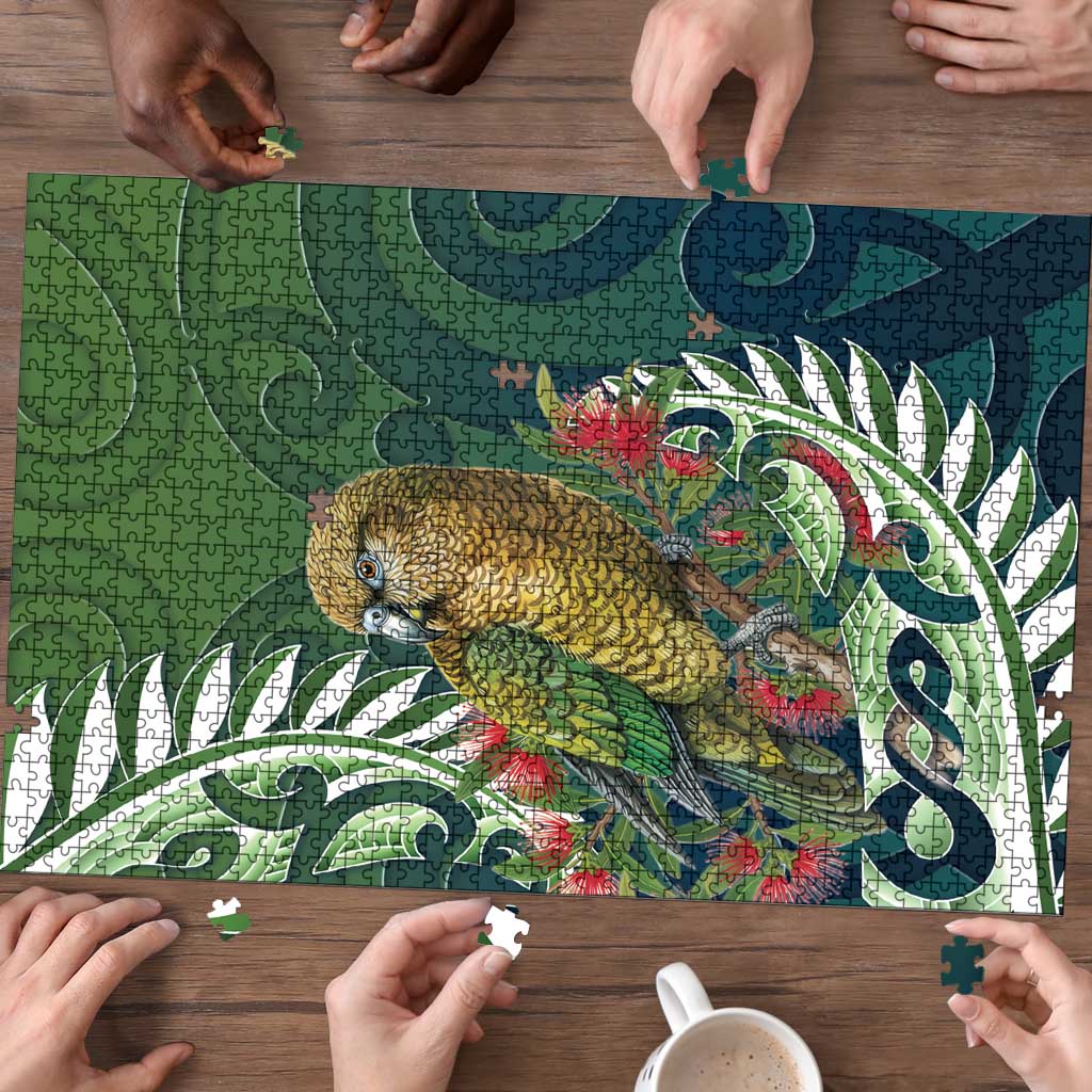 New Zealand Kea Bird Puzzle With Maori Koru Fern LT05 - Polynesian Pride