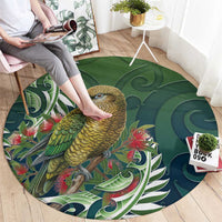 New Zealand Kea Bird Round Carpet With Maori Koru Fern - Polynesian Pride