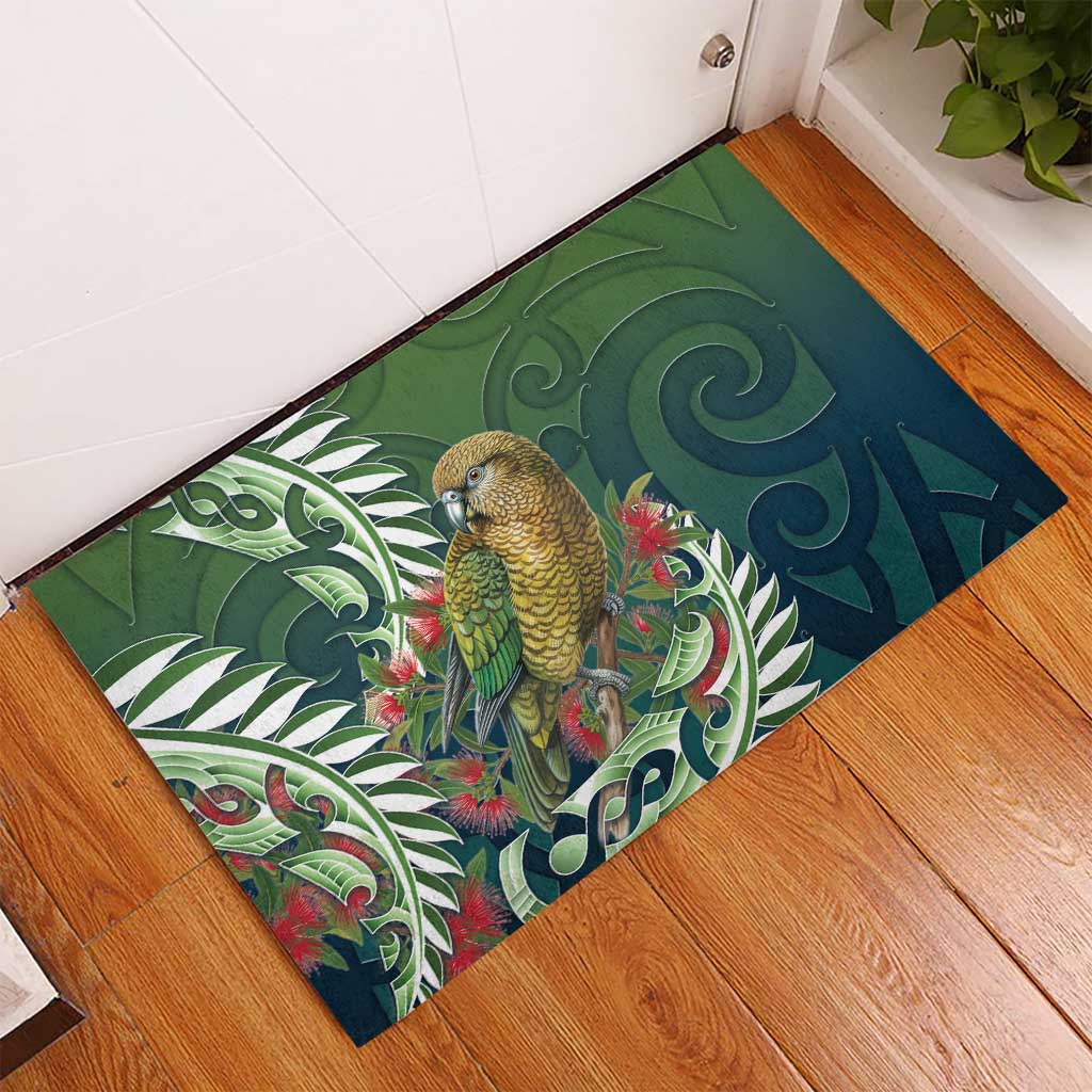 New Zealand Kea Bird Rubber Doormat With Maori Koru Fern LT05 - Polynesian Pride
