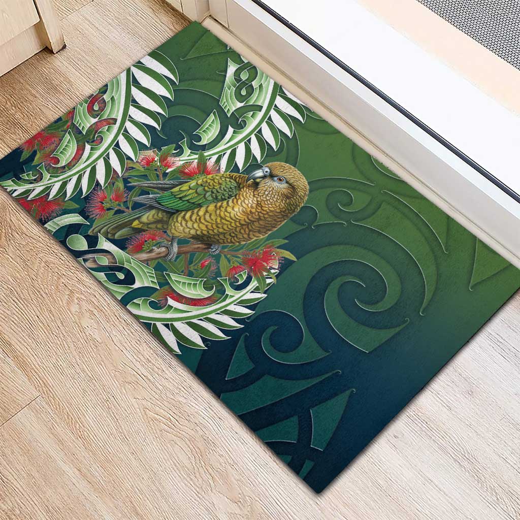 New Zealand Kea Bird Rubber Doormat With Maori Koru Fern LT05 - Polynesian Pride