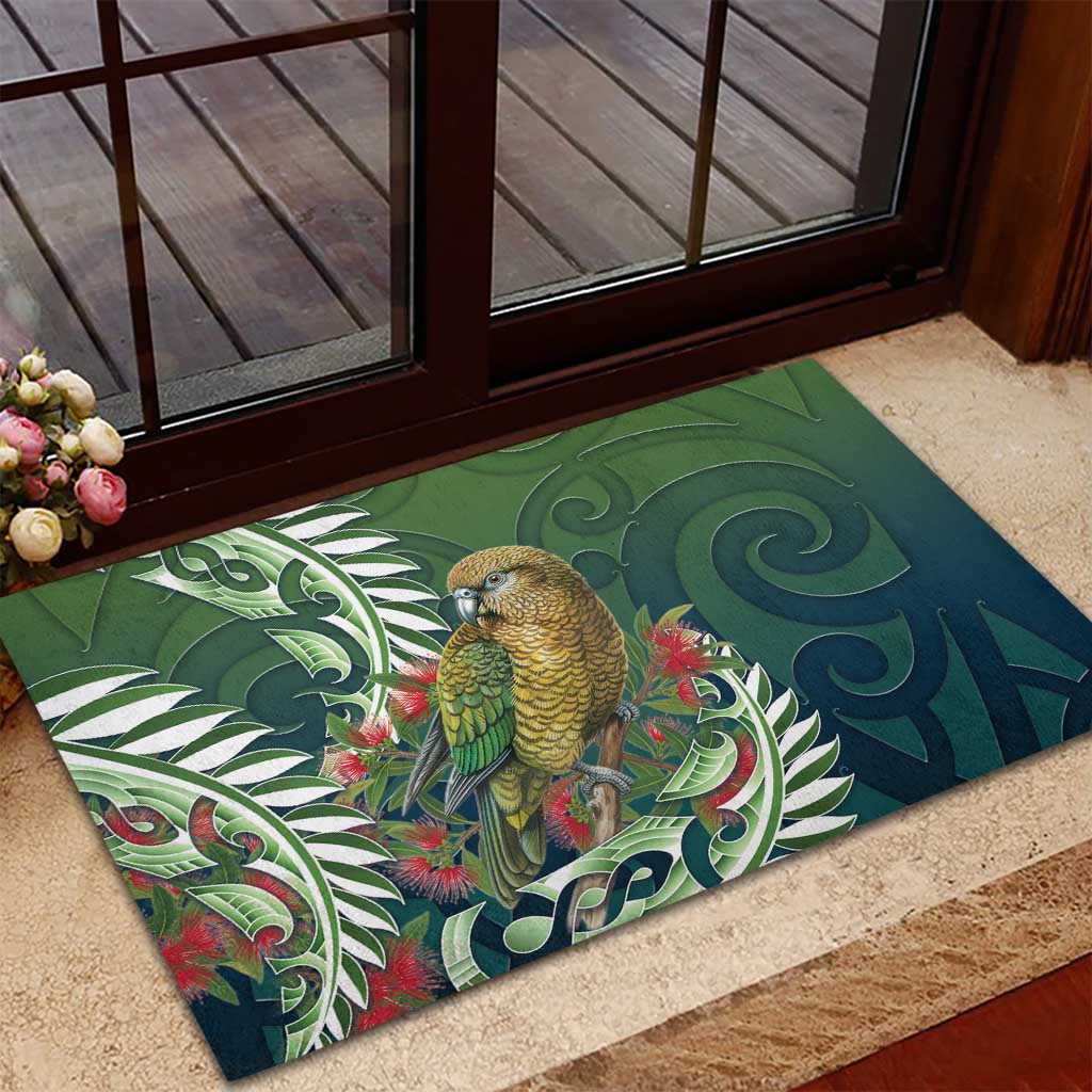 New Zealand Kea Bird Rubber Doormat With Maori Koru Fern LT05 - Polynesian Pride