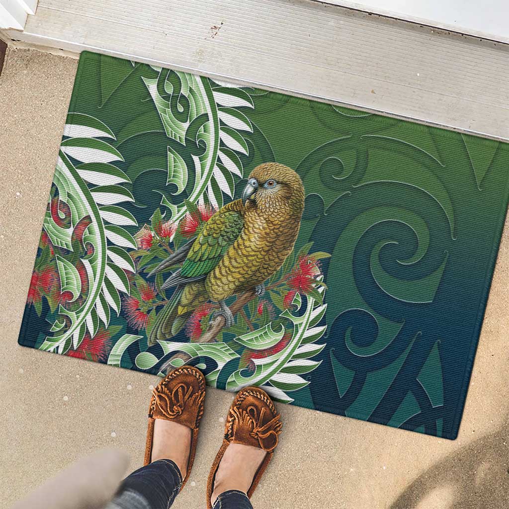 New Zealand Kea Bird Rubber Doormat With Maori Koru Fern LT05 - Polynesian Pride